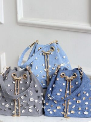 Crystal Denim Bucket Bag  ✨