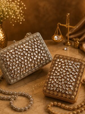 Kundan Brass Mini Clutch (Rectangle)