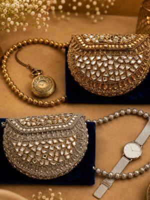 Kundan Brass Mini Clutch (Round)