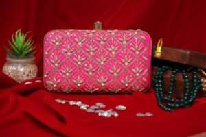Ruby Zari Embellished Clutch