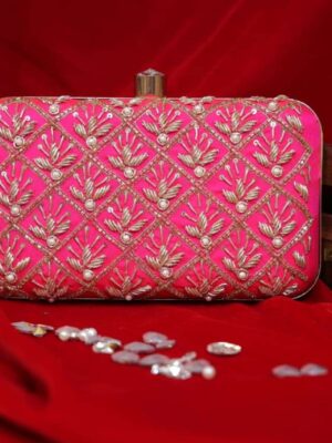 Ruby Zari Embellished Clutch