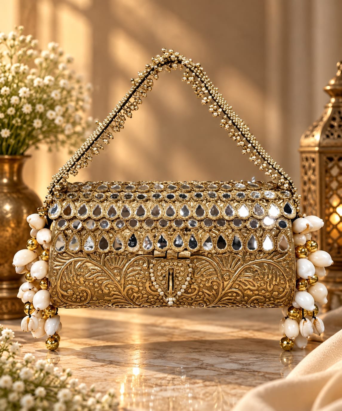 Shahi Mirror Brass Clutch - Image 1