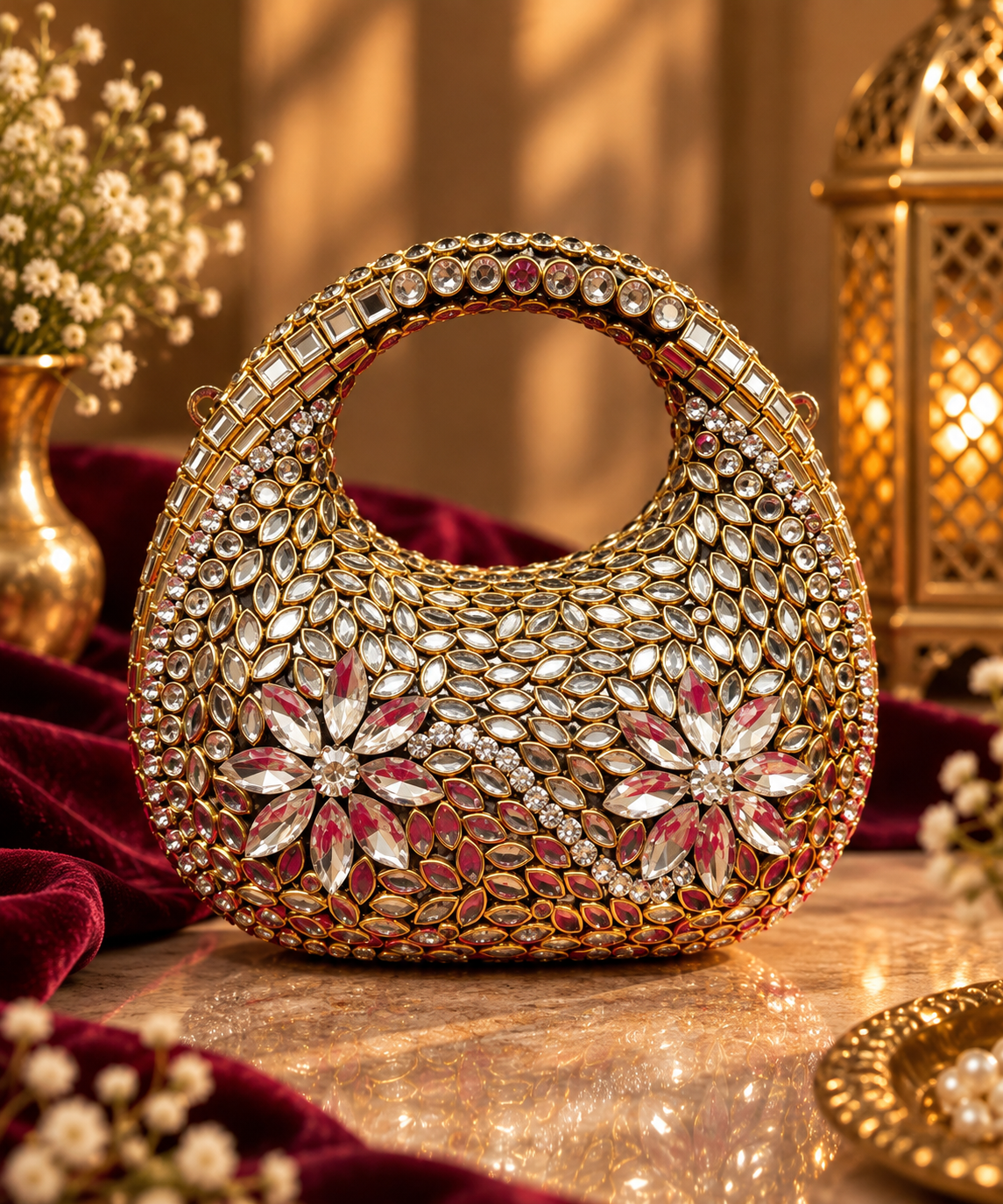 Diva Dazzle Mini Luxe Kundan Clutch - Image 5