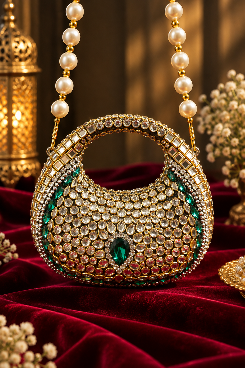 Diva Dazzle Mini Luxe Kundan Clutch - Image 1